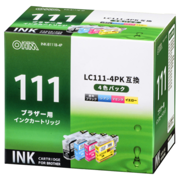 ブラザー互換 LC111-4PK 顔料ブラック＋染料3色 [品番]01-4186