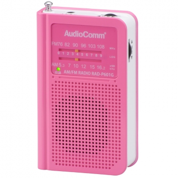 AudioComm AM/FM ポケットラジオ ピンク [品番]07-8603