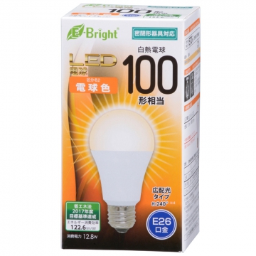 LED電球 E26 100形相当 電球色 [品番]06-2925