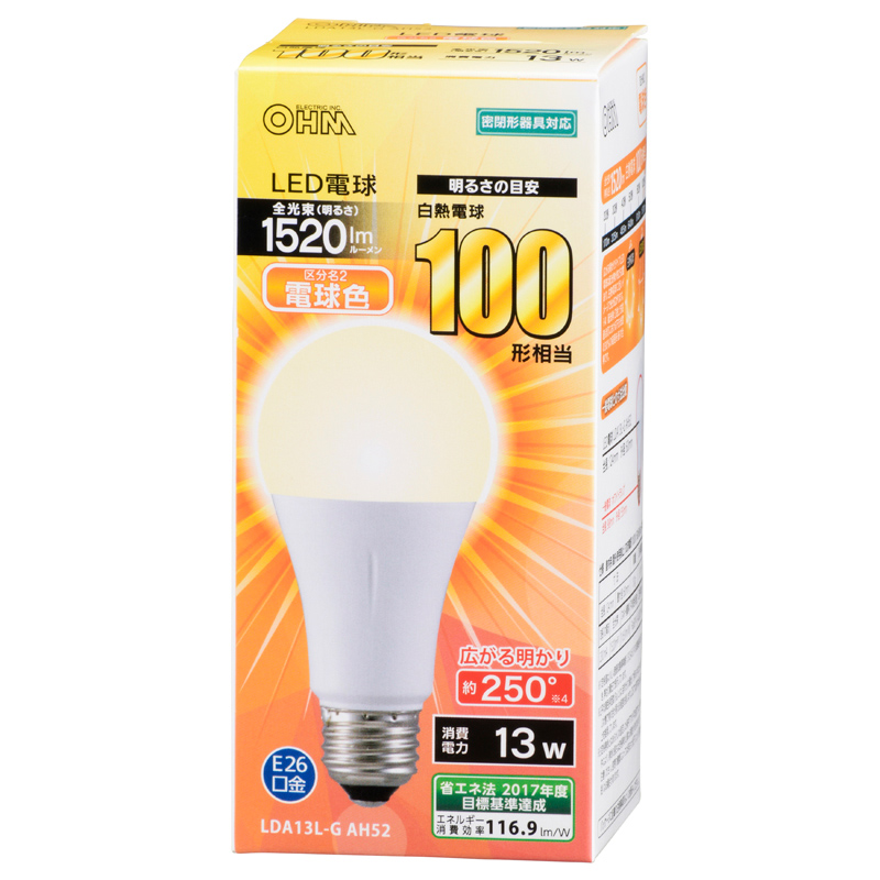 LED電球 E26 100形相当 電球色 [品番]06-3288｜株式会社オーム電機