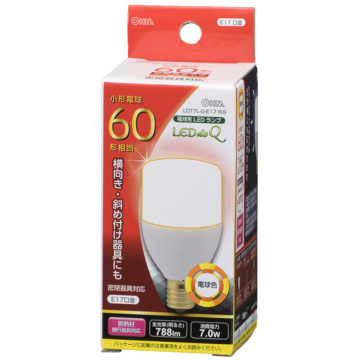 LED電球 T形 E17 60形相当 電球色 [品番]06-0227