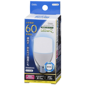 LED電球 T形 E17 60形相当 昼光色 [品番]06-0228