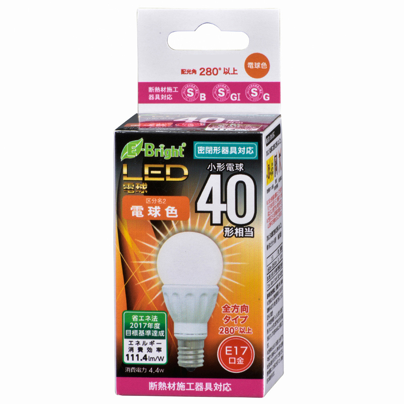 LED電球 小形 E17 40形相当 電球色 [品番]06-3358｜株式会社オーム電機