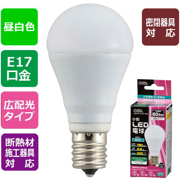 LED電球 小形 E17 60形相当 昼白色 [品番]06-0620｜株式会社オーム電機
