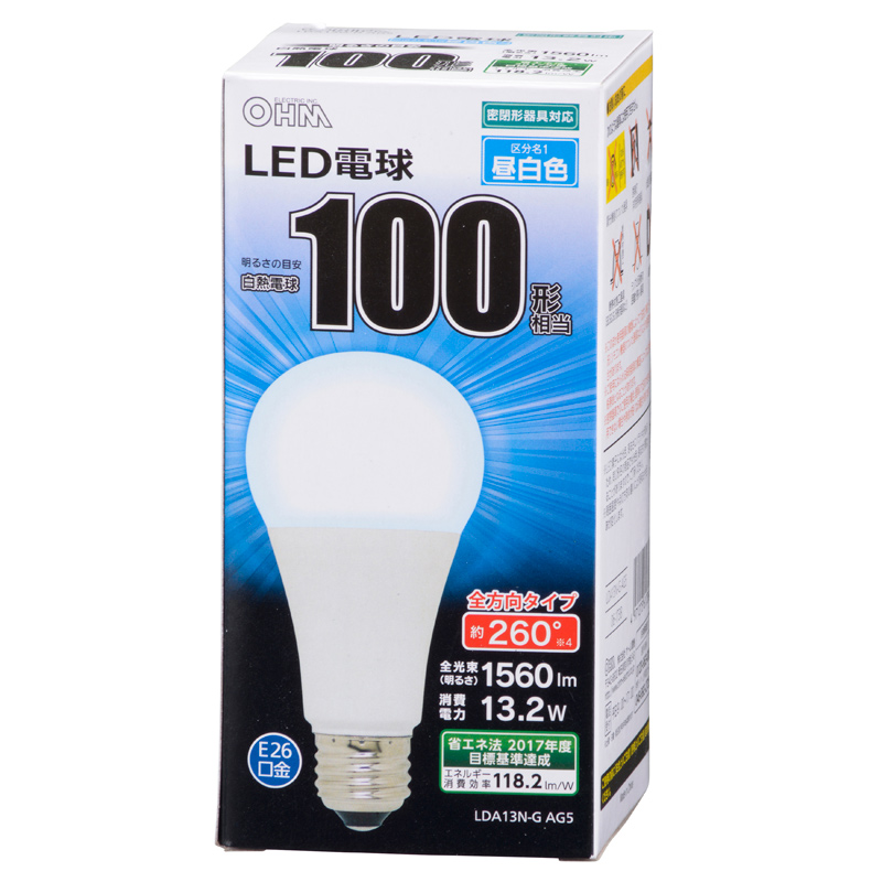 LED電球 E26 100形相当 昼白色 [品番]06-1738｜株式会社オーム電機