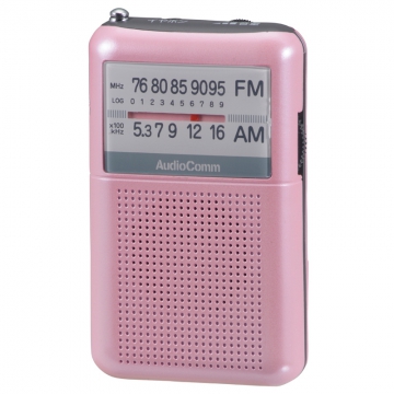 AudioComm AM/FMポケットラジオ ピンク [品番]07-8853
