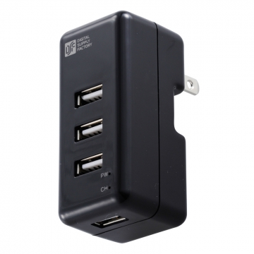 USB電源タップ 4ポート 黒 [品番]01-3734