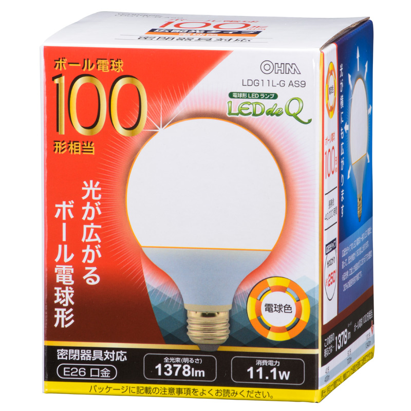 LED電球 ボール形 E26 100形相当 電球色 [品番]06-0759｜株式会社 
