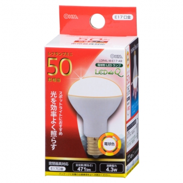 LED電球 ミニレフランプ形 E17 50形相当 電球色 [品番]06-0769