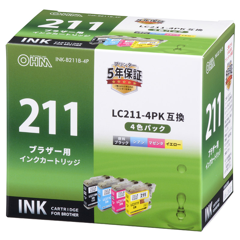 ブラザー互換 LC211-4PK 4色パック [品番]01-4274｜株式会社オーム電機