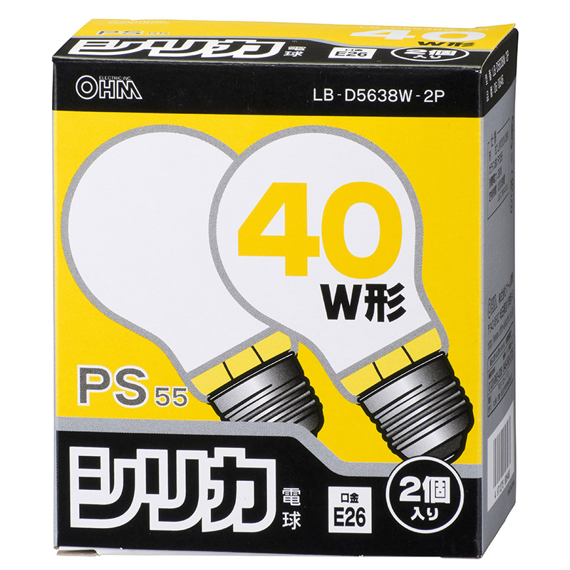 白熱電球 E26 40W ホワイト 2個入 [品番]06-0646｜株式会社オーム電機