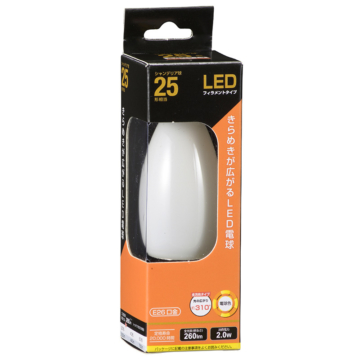 LEDフィラメントタイプシャンデリア球 E26 25形相当 電球色 [品番]06-3474