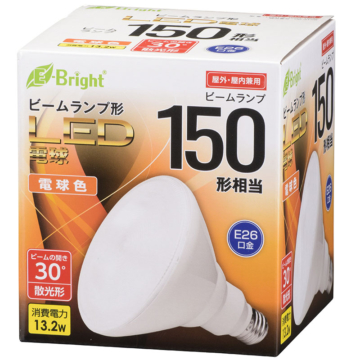 LED電球 ビームランプ形 散光形 E26 150形相当 電球色 [品番]06-3125