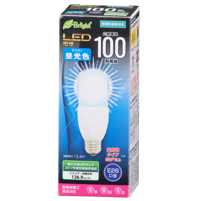 LED電球 T形 E26 100形相当 昼光色 [品番]06-3128｜株式会社オーム電機