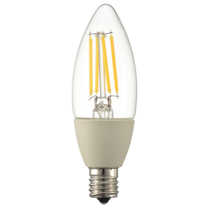 LEDフィラメントタイプシャンデリア球 E17 40形相当 電球色 調光器対応 
