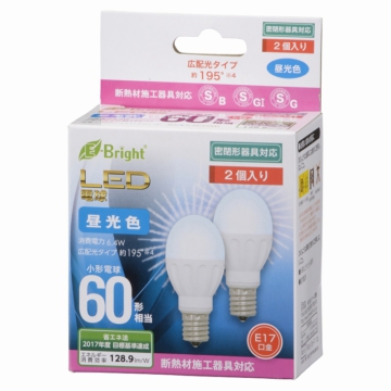 LED電球 小形 E17 60形相当 昼光色 [品番]06-0720