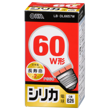 白熱電球 E26 60形相当 シリカ 長寿命 [品番]06-0554