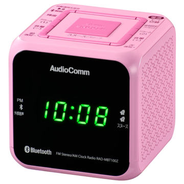 AudioComm クロックラジオ Bluetooth対応 ピンク [品番]07-8965