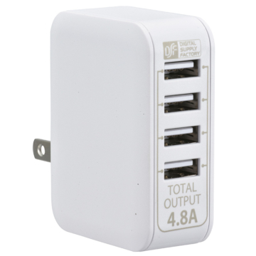 ACアダプター USB電源タップ 4ポート ホワイト [品番]01-3745