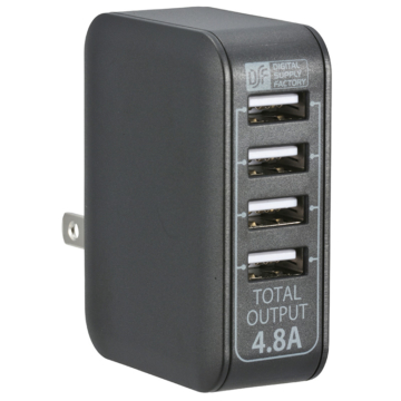 ACアダプター USB電源タップ 4ポート ブラック [品番]01-3746