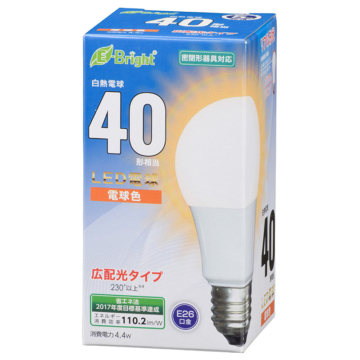 LED電球 E26 40形相当 電球色 [品番]06-3583