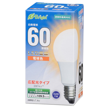 LED電球 E26 60形相当 電球色 [品番]06-3585