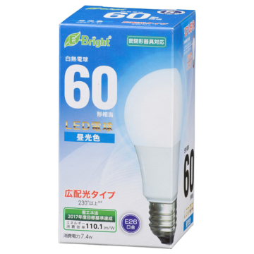 LED電球 E26 60形相当 昼光色 [品番]06-3586