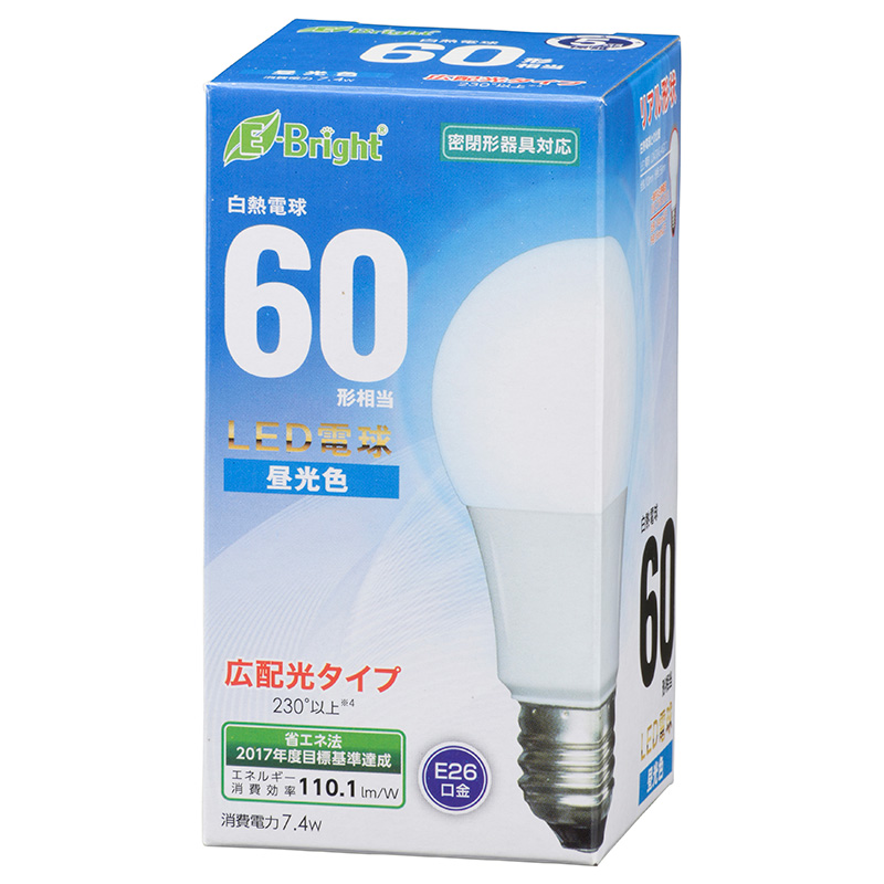 LED電球 E26 60形相当 昼光色 [品番]06-3586｜株式会社オーム電機