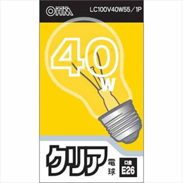 白熱電球 E26 40W クリア [品番]06-1751