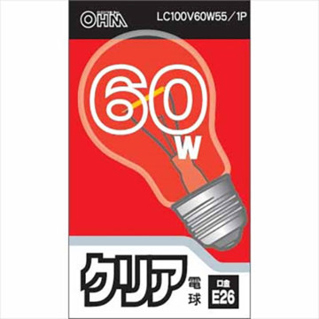 白熱電球 E26 60W クリア [品番]06-1752