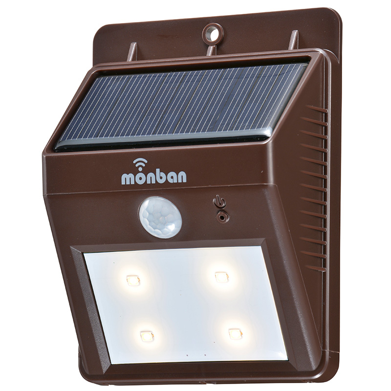 monban LEDセンサーウォールライト ソーラー発電式 ブラウン [品番]08-0685｜株式会社オーム電機