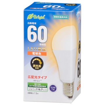 LED電球 E26 60形相当 電球色 [品番]06-3619