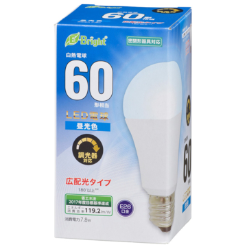 LED電球 E26 60形相当 昼光色 [品番]06-3620