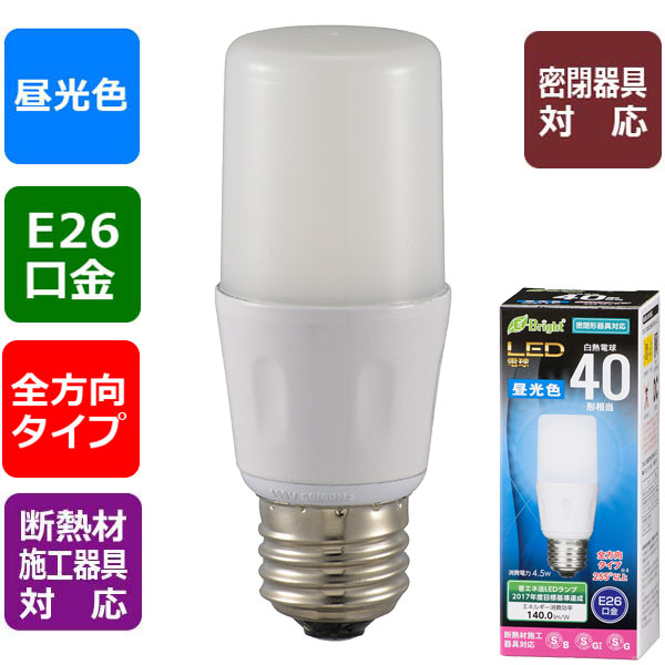LED電球 T形 E26 40形相当 昼光色 [品番]06-3610｜株式会社オーム電機