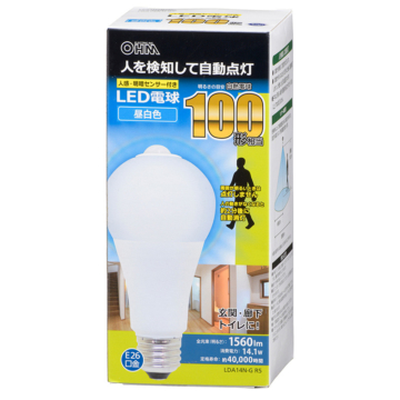 LED電球 E26 100形相当 人感明暗センサー付 昼白色 [品番]06-3550