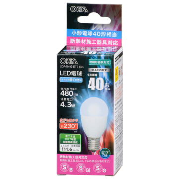 LED電球 小形 E17 40形相当 昼白色 [品番]06-3198