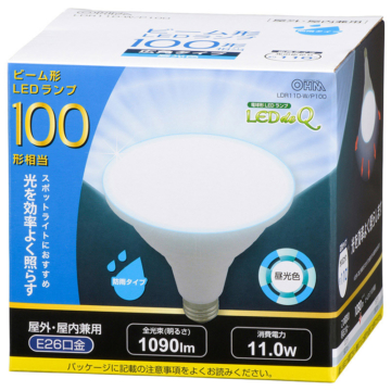 LED電球 ビームランプ形 E26 100形相当 防雨タイプ 昼光色 [品番]06-3416