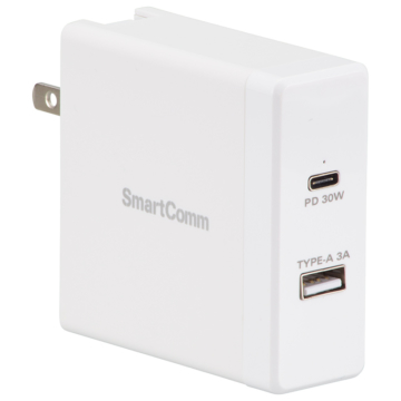 SmartComm USB急速充電チャージャー マルチ電圧 TypeCｘ1 TypeAｘ1 [品番]03-3060