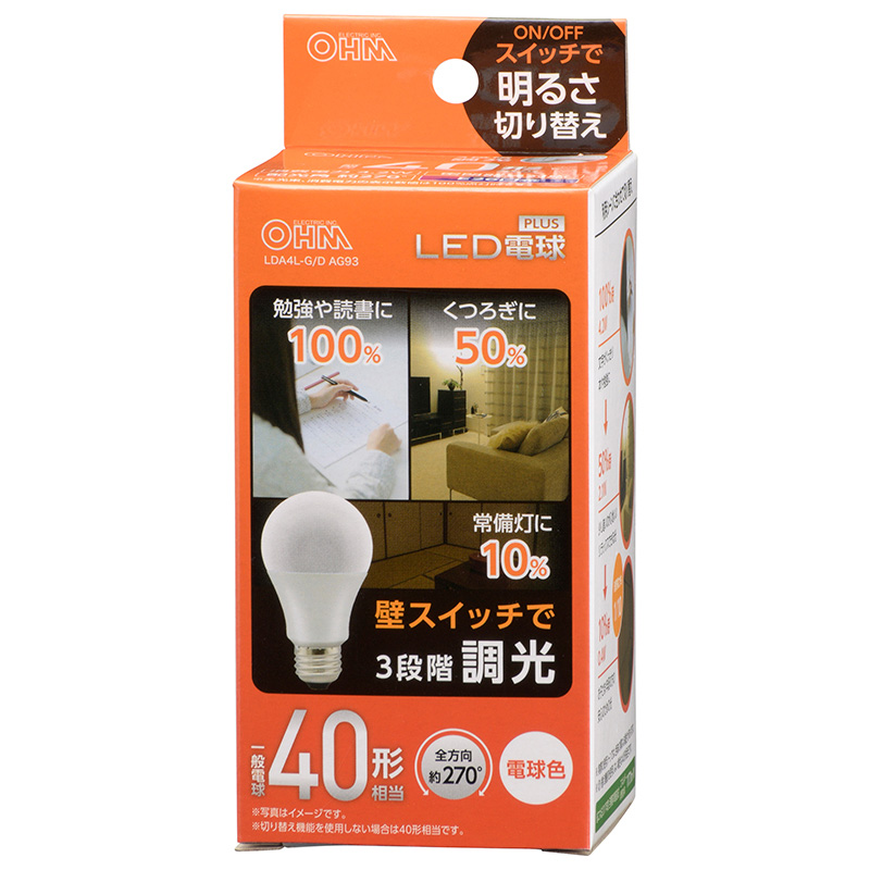 LED電球 E26 40形相当 3段階調光 電球色 [品番]06-3423｜株式会社