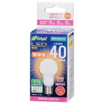 LED電球 小形 E17 40形相当 電球色 [品番]06-3623