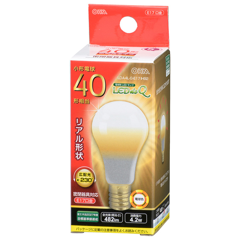 LED電球 小形 E17 40形相当 電球色 [品番]06-3437｜株式会社オーム電機