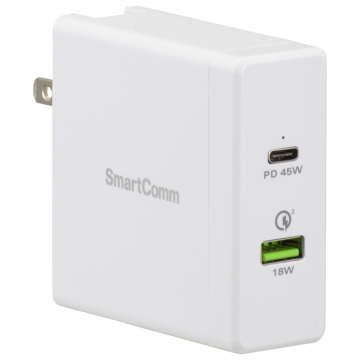 SmartComm USB急速充電チャージャー マルチ電圧 TypeCｘ1 TypeAｘ1 [品番]03-3067