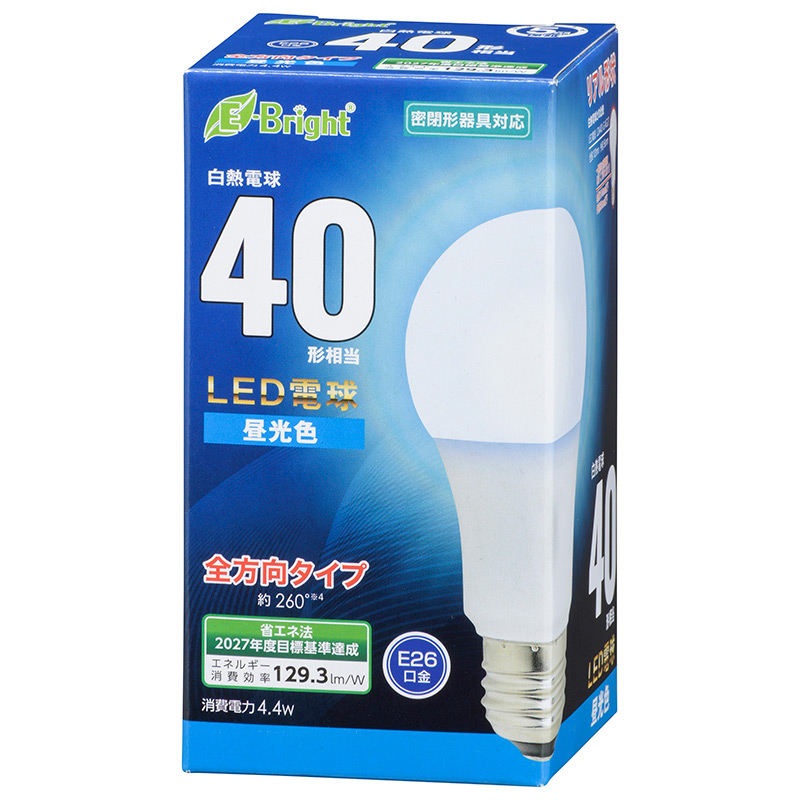 LED電球 E26 40形相当 全方向 昼光色 [品番]06-4342｜株式会社オーム電機