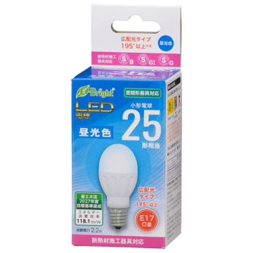 LED電球 小形 E17 25形相当 昼光色 [品番]06-4314