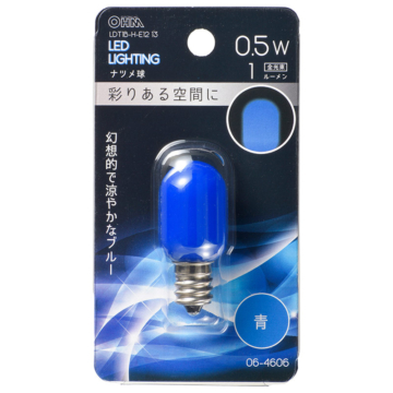 LEDナツメ球装飾用 T20/E12/0.5W/1lm/青色 [品番]06-4606