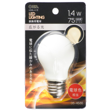 LED電球装飾用 PS/E26/1.4W/75lm/電球色 [品番]06-4686
