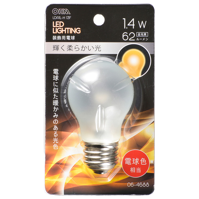 LED電球装飾用 PS/E26/1.4W/62lm/フロスト電球色 [品番]06-4688｜株式