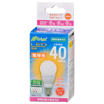LED電球 小形 E17 40形相当 電球色 [品番]06-4333