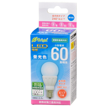 LED電球 小形 E17 60形相当 昼光色 [品番]06-4336