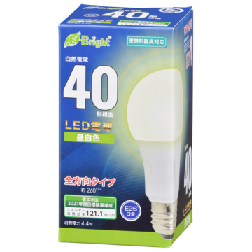 LED電球 E26 40形相当 昼白色 [品番]06-4341